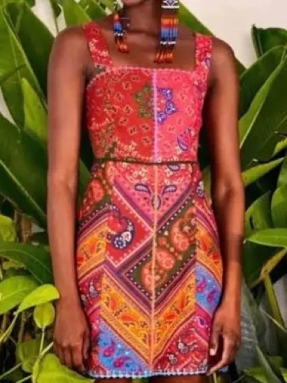 Farm Rio Mini Dress Womens Small Pink Multi Excellent Paisley Bandana Crochet